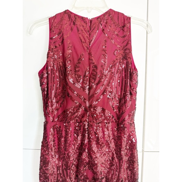 Miss Ord Red Sequin Formal Gown Size XL Full Length Front Slit Prom Wedding NWT - Picture 9 of 11